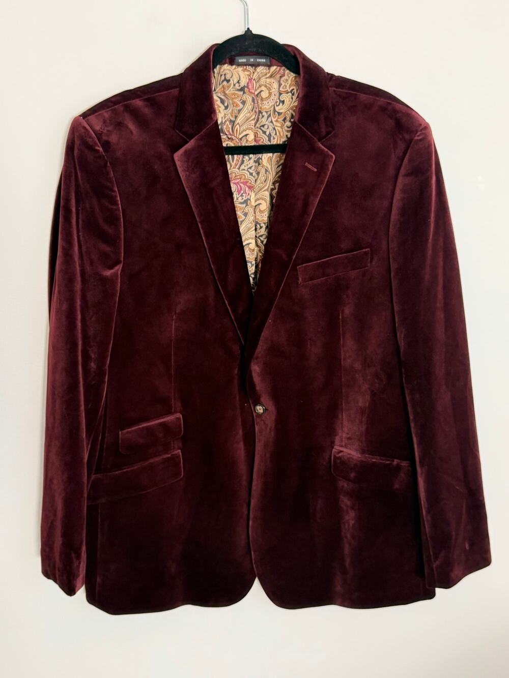 Bachrach Burgandy Velvet Blazer Men's size 48R